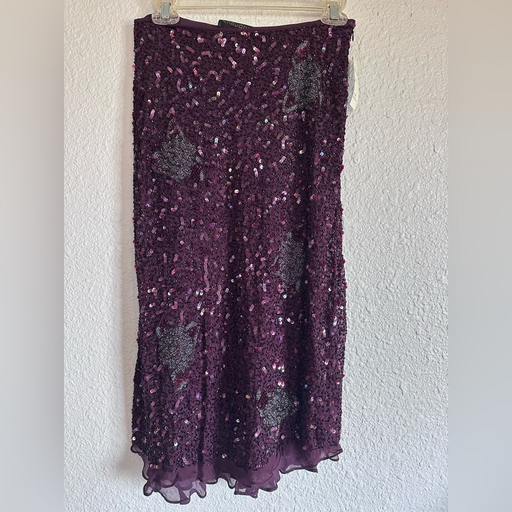 Elegant Sequin Midi Skirt - Purple